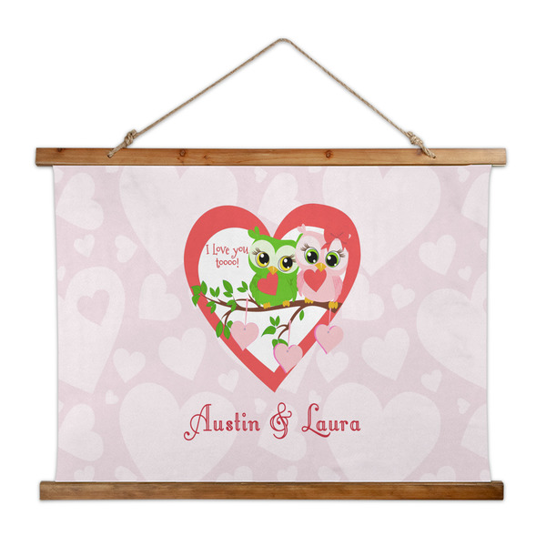 Custom Valentine Owls Wall Hanging Tapestry - Wide (Personalized)