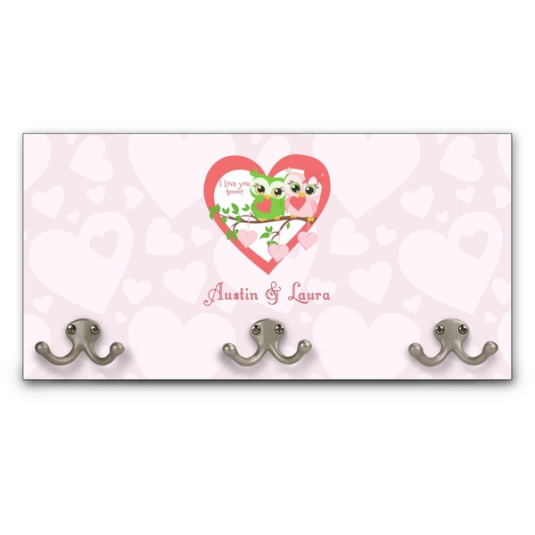 Custom Valentine Owls Wall Mounted Coat Rack (Personalized)