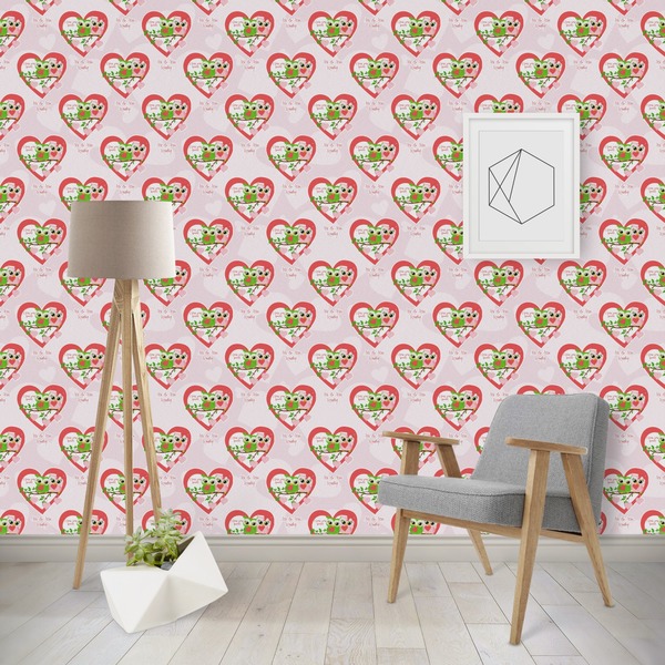 Custom Valentine Owls Wallpaper & Surface Covering (Water Activated - Removable)