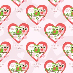 Valentine Owls Wallpaper & Surface Covering (Water Activated 24"x 24" Sample)