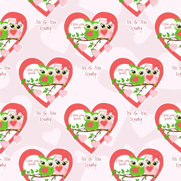 Custom Valentine Owls Wallpaper & Surface Covering (Water Activated 24"x 24" Sample)