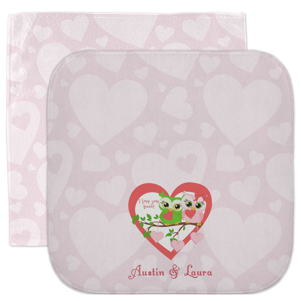 Custom Valentine Owls Facecloth / Wash Cloth (Personalized)