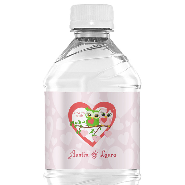 Custom Valentine Owls Water Bottle Labels - Custom Sized (Personalized)