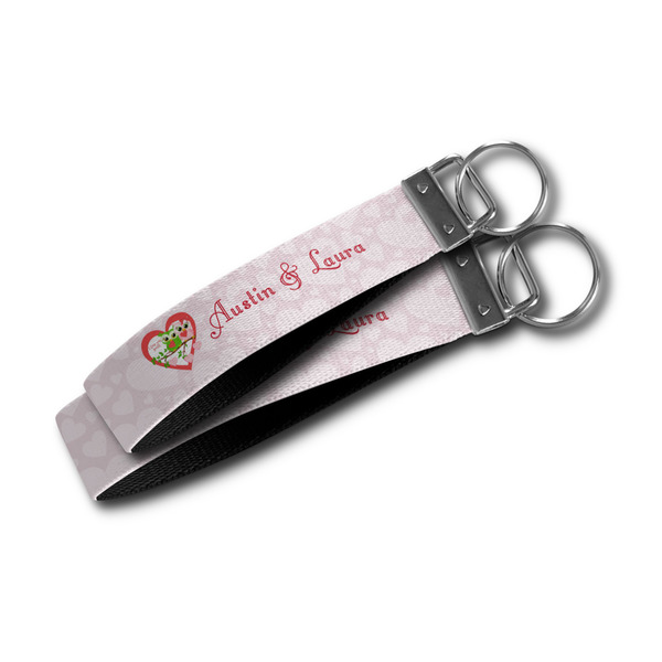 Valentine Owls Webbing Keychain FOBs - Size Comparison