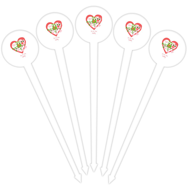 Valentine Owls White Plastic 4" Food Pick - Round - Fan View