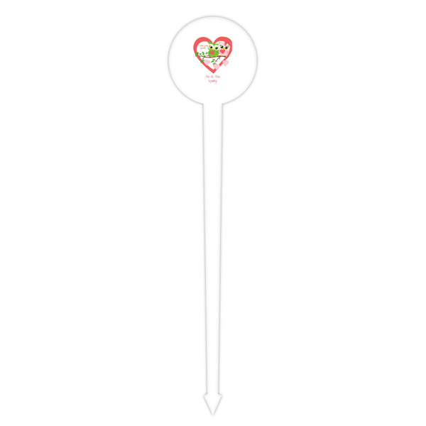 Valentine Owls White Plastic 4" Food Pick - Round - Single Pick