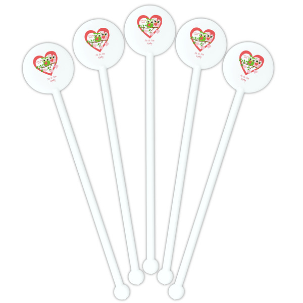 Valentine Owls White Plastic 5.5" Stir Stick - Fan View