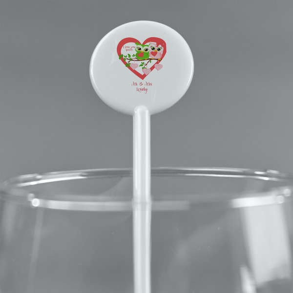 Valentine Owls White Plastic 5.5" Stir Stick - Round - Main