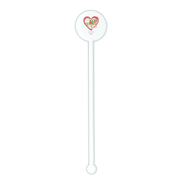 Valentine Owls White Plastic 5.5" Stir Stick - Round - Single Stick