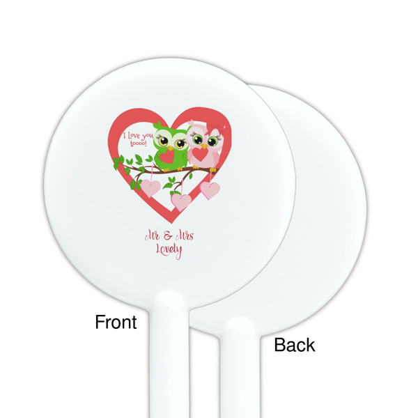 Valentine Owls White Plastic 5.5" Stir Stick - Single Sided - Round - Front & Back