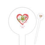 Valentine Owls 6" Round Plastic Food Picks - White - Single Sided (Personalized)