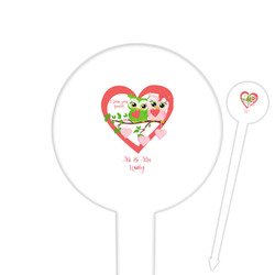 Valentine Owls 6" Round Plastic Food Picks - White - Single Sided (Personalized)
