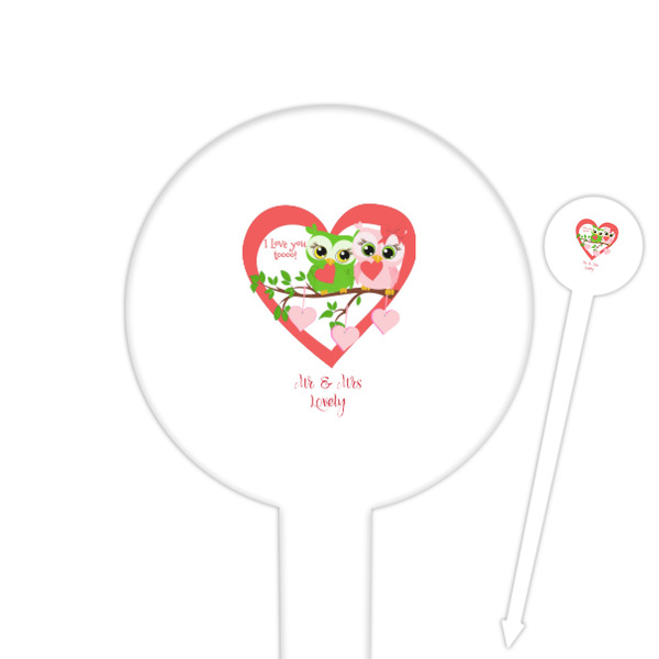 Custom Valentine Owls Cocktail Picks - Round Plastic (Personalized)