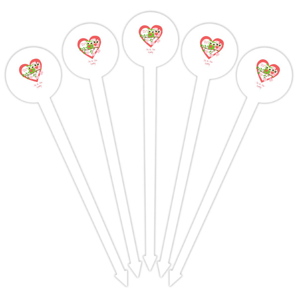 Valentine Owls White Plastic 6" Food Pick - Round - Fan View