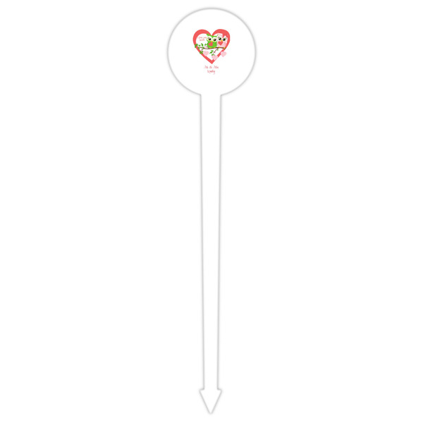 Valentine Owls White Plastic 6" Food Pick - Round - Single Pick