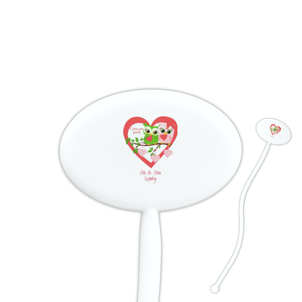 Custom Valentine Owls Oval Plastic Stir Sticks (Personalized)