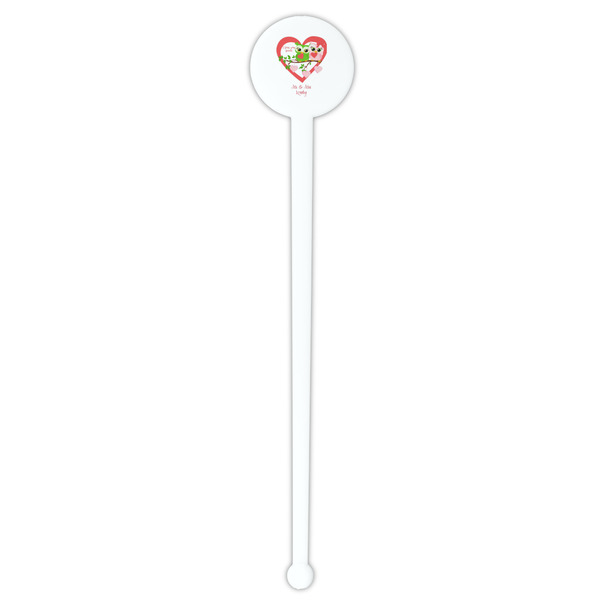 Valentine Owls White Plastic 7" Stir Stick - Round - Single Stick