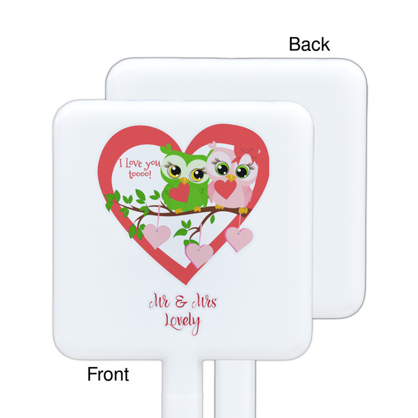 Valentine Owls White Plastic Stir Stick - Single Sided - Square - Approval