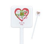 Valentine Owls Square Plastic Stir Sticks (Personalized)
