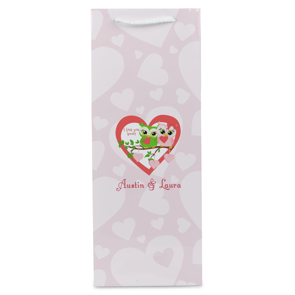 Valentine Owls Wine Gift Bag - Matte - Front