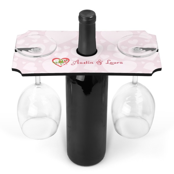 Custom Valentine Owls Wine Bottle & Glass Holder (Personalized)
