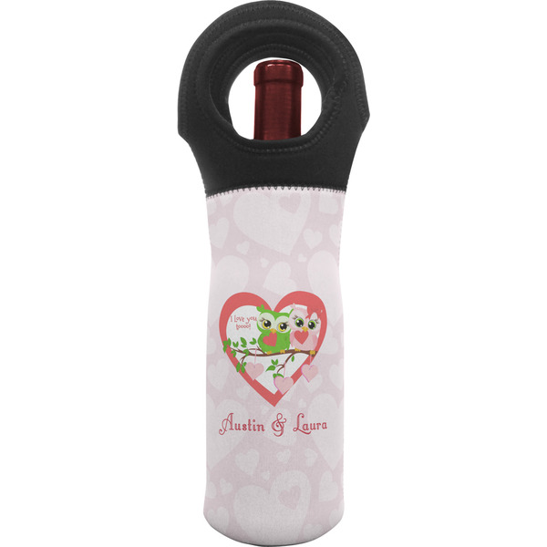 Custom Valentine Owls Wine Tote Bag (Personalized)