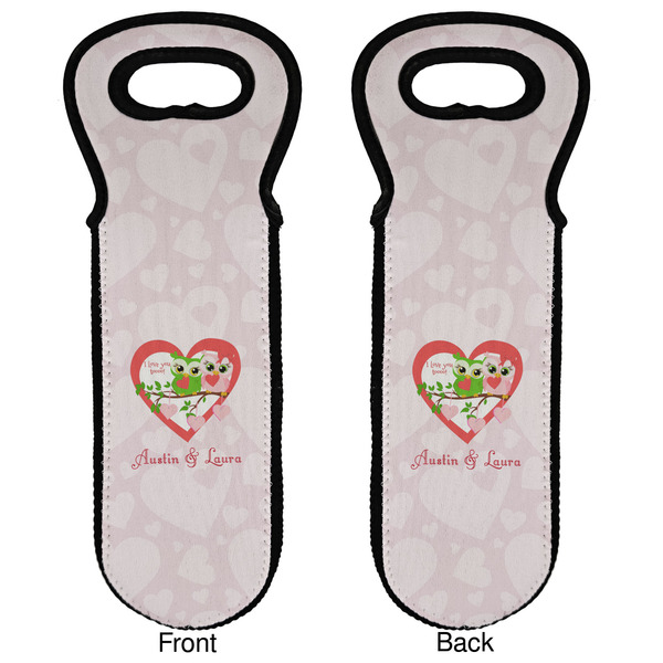 Valentine Owls Wine Tote Front & Back
