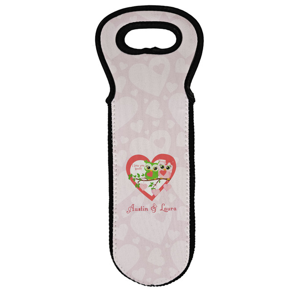 Custom Valentine Owls Wine Tote Bag (Personalized)
