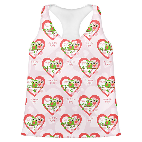 Custom Valentine Owls Womens Racerback Tank Top - X Small (Personalized)