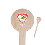 Valentine Owls 4" Round Wooden Food Picks - Single Sided (Personalized)