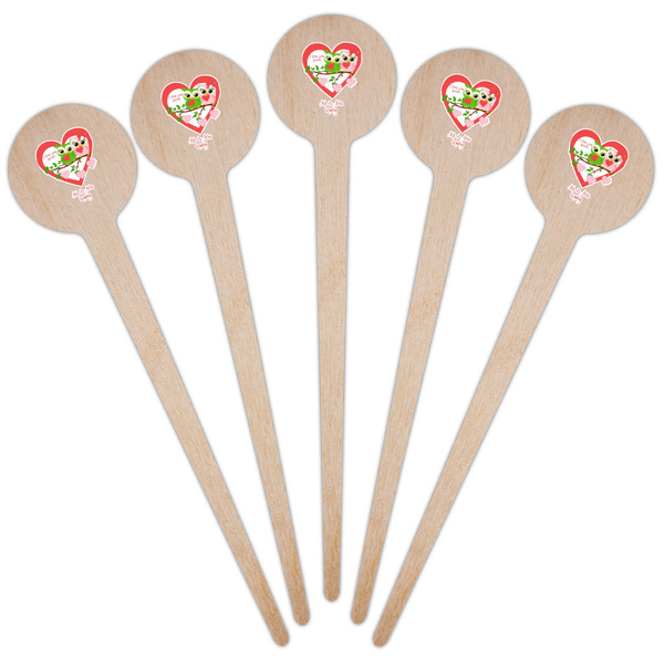 Valentine Owls Wooden 4" Food Pick - Round - Fan View