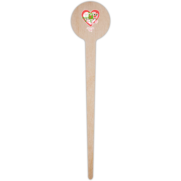 Valentine Owls Wooden 4" Food Pick - Round - Single Pick