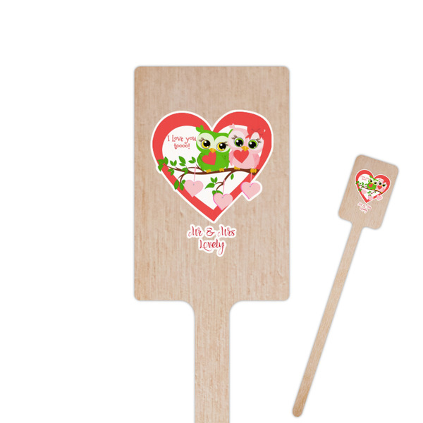 Custom Valentine Owls 6.25" Rectangle Wooden Stir Sticks - Single Sided (Personalized)