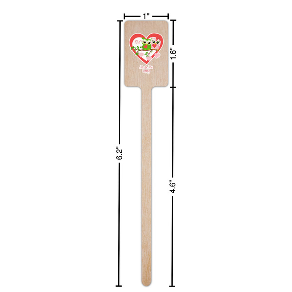Valentine Owls Wooden 6.25" Stir Stick - Rectangular - Dimensions
