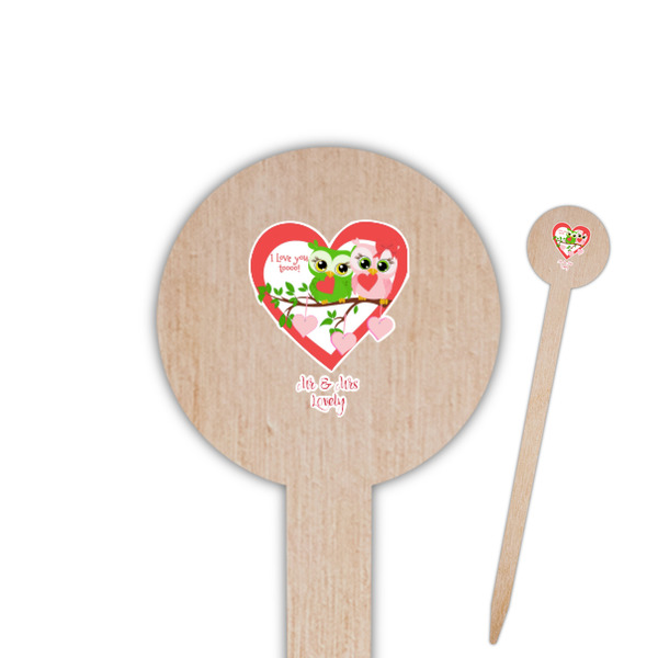 Custom Valentine Owls Round Wooden Food Picks (Personalized)