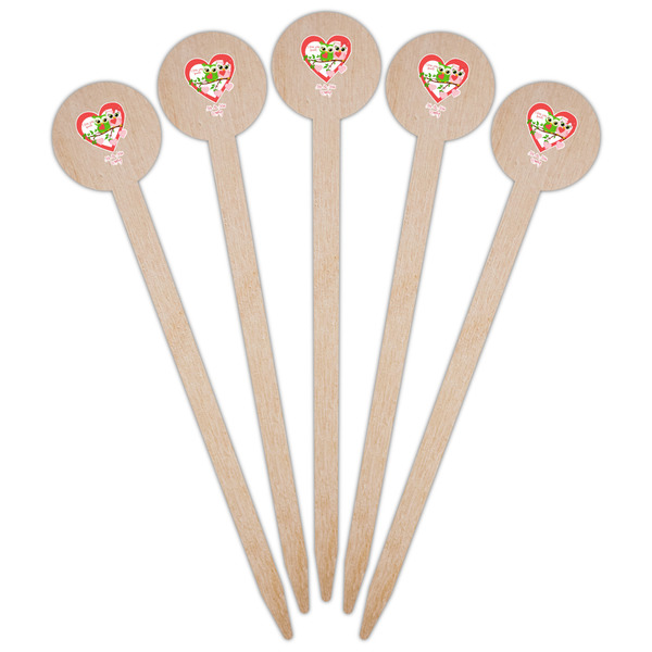 Valentine Owls Wooden 6" Food Pick - Round - Fan View
