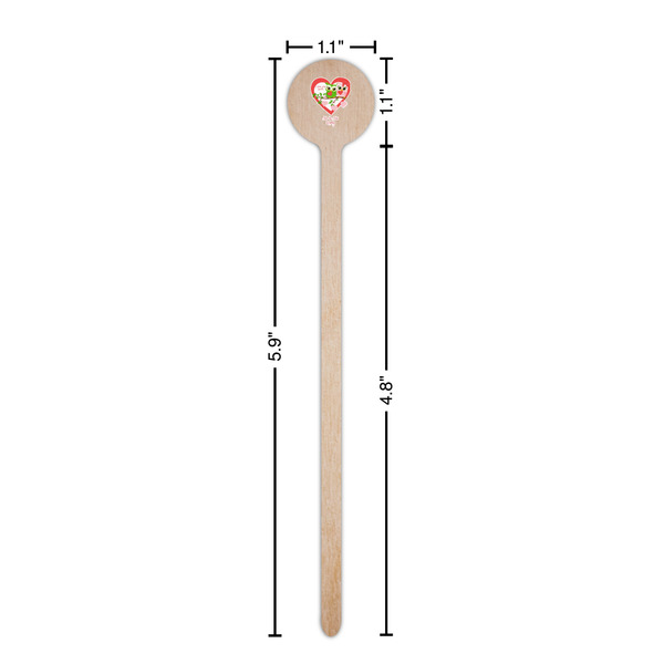 Valentine Owls Wooden 6" Stir Stick - Round - Dimensions