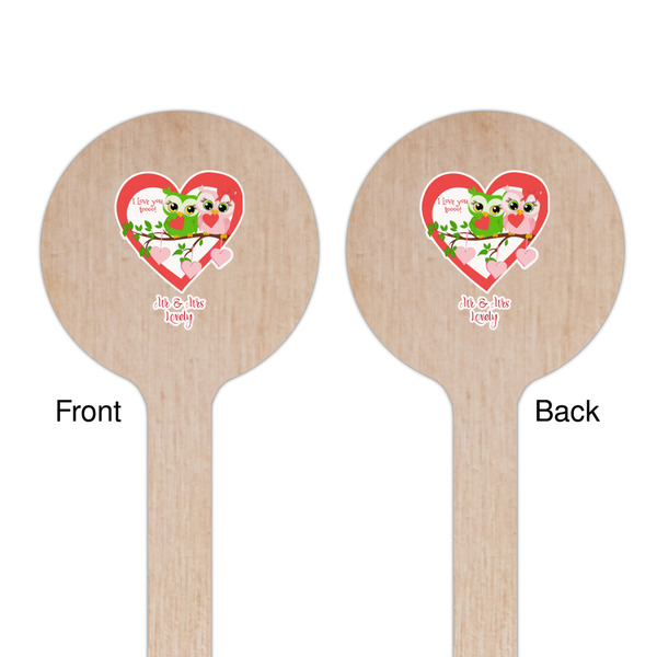 Valentine Owls Wooden 7.5" Stir Stick - Round - Double Sided - Front & Back