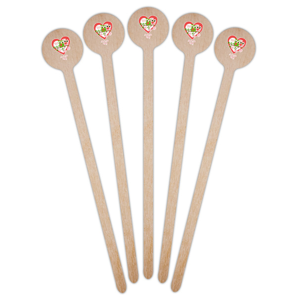 Valentine Owls Wooden 7.5" Stir Stick - Round - Fan View