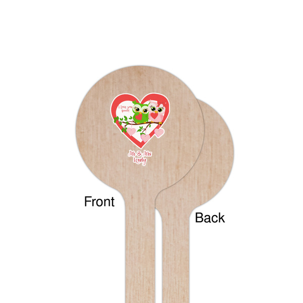 Valentine Owls Wooden 7.5" Stir Stick - Round - Single Sided - Front & Back