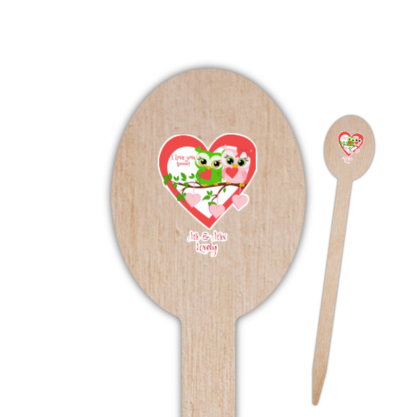 Custom Valentine Owls Oval Wooden Food Picks (Personalized)