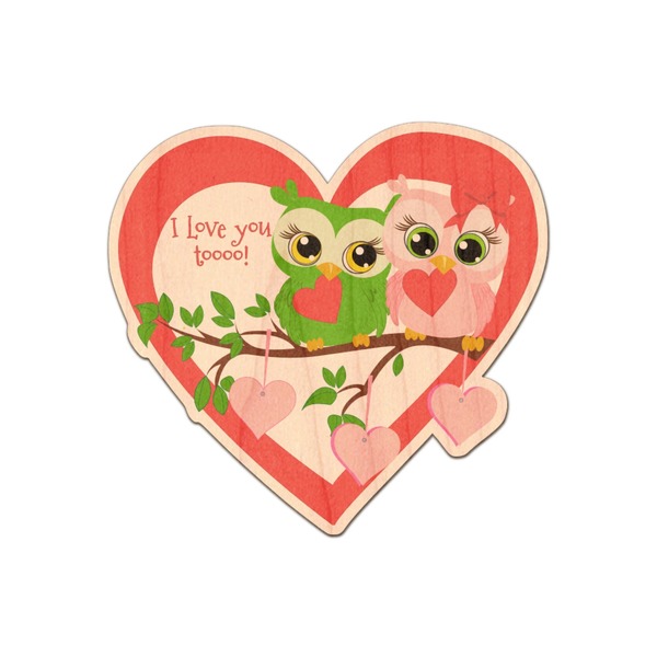 Custom Valentine Owls Genuine Maple or Cherry Wood Sticker