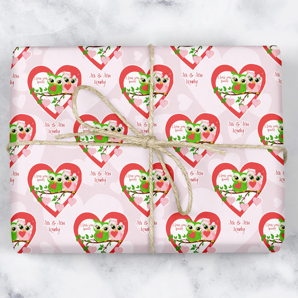Custom Valentine Owls Wrapping Paper (Personalized)