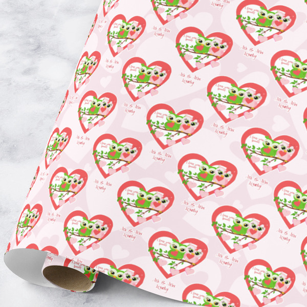 Custom Valentine Owls Wrapping Paper Roll - Large (Personalized)