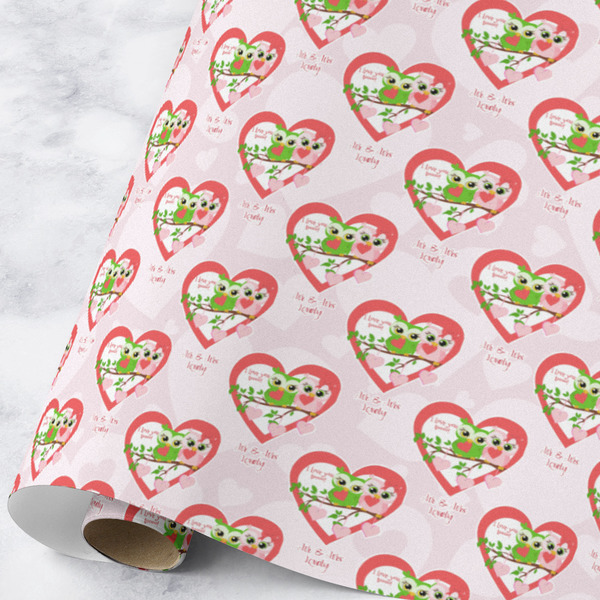 Custom Valentine Owls Wrapping Paper Roll - Large - Matte (Personalized)