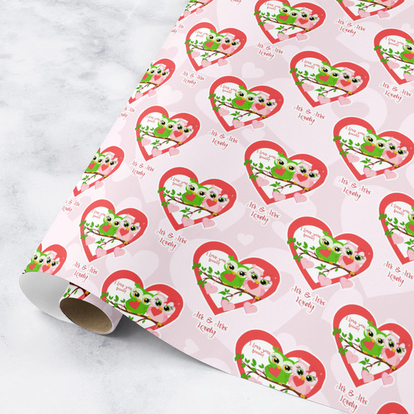 Custom Valentine Owls Wrapping Paper Roll - Medium (Personalized)
