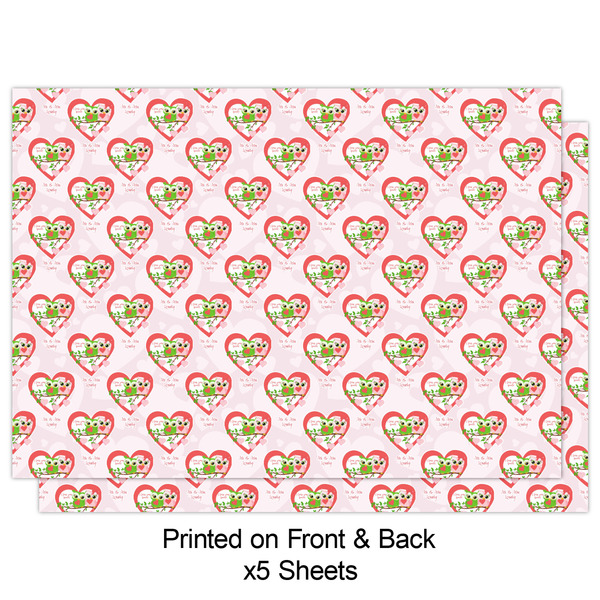 Valentine Owls Wrapping Paper Sheet - Double Sided - Front