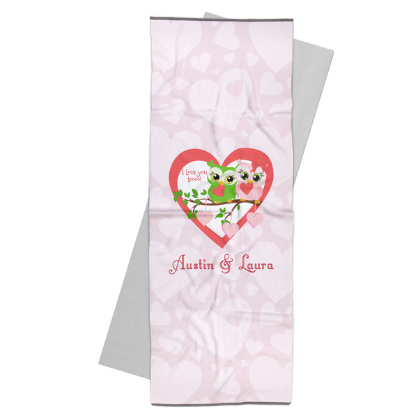 Custom Valentine Owls Yoga Mat Towel (Personalized)