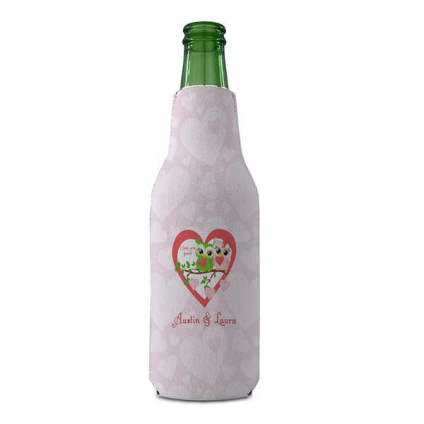 Valentine Owls Zipper Bottle Cooler - FRONT (bottle)