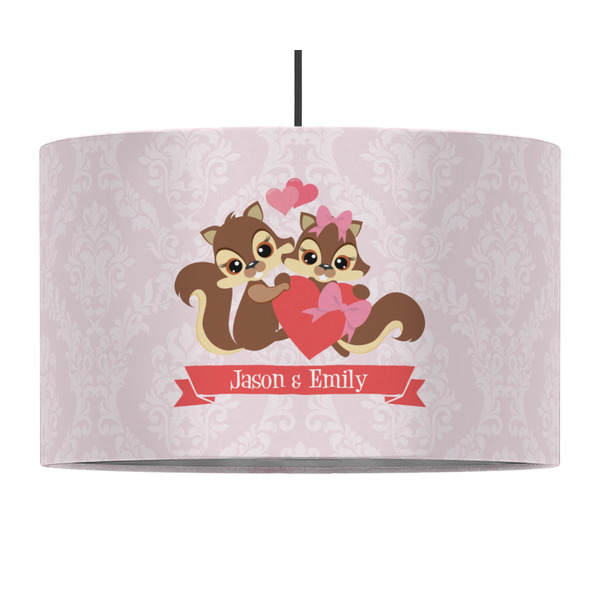 Custom Chipmunk Couple 12" Drum Pendant Lamp - Fabric (Personalized)